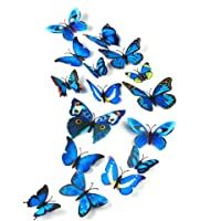 TUPARKA 36 Piezas 3D Mariposa Wall Stickers wall Butterflies Girls Dormitorio Accesorios- Azul